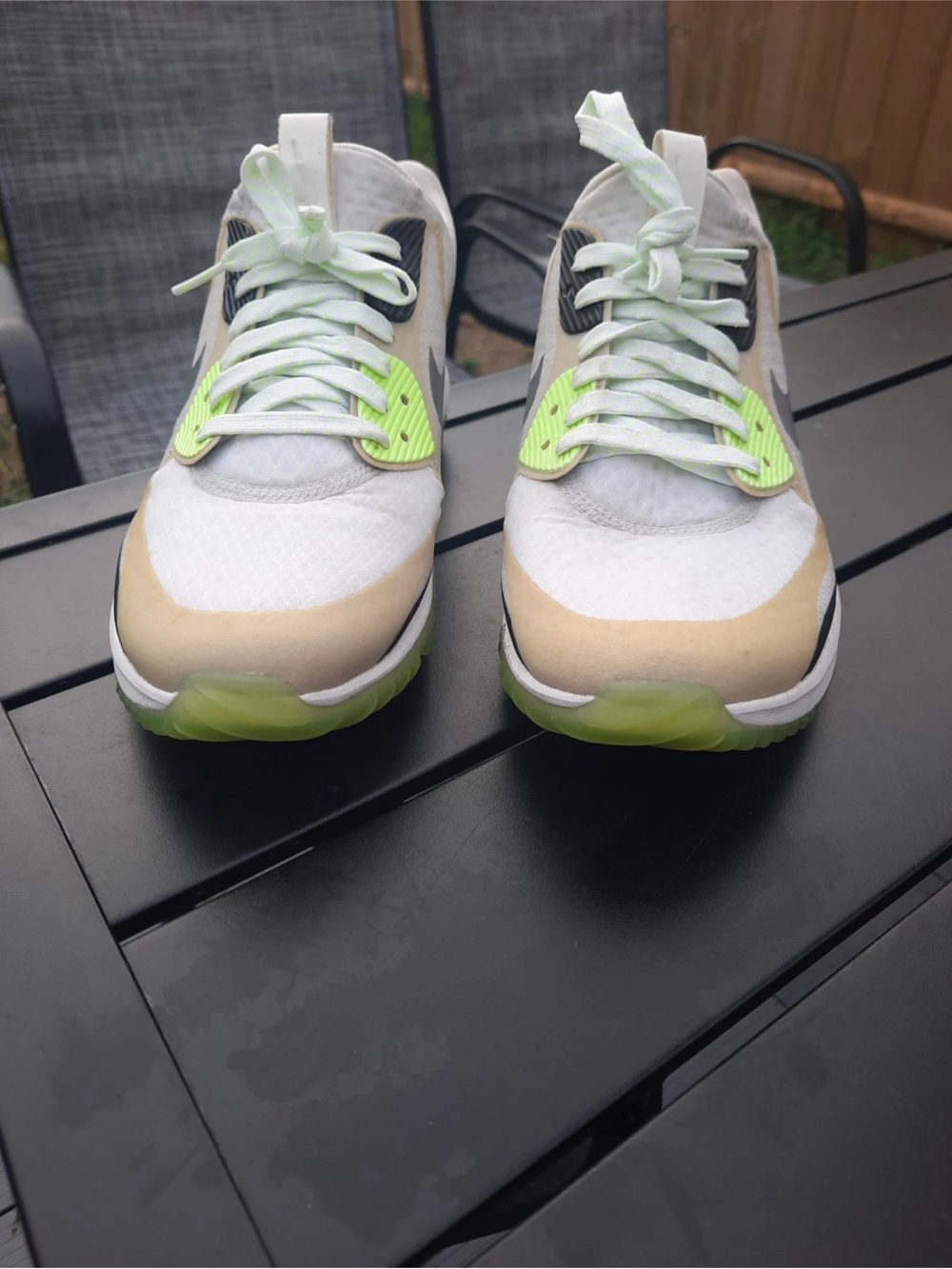 Nike Kids White Sneakers with Neon Green Accents